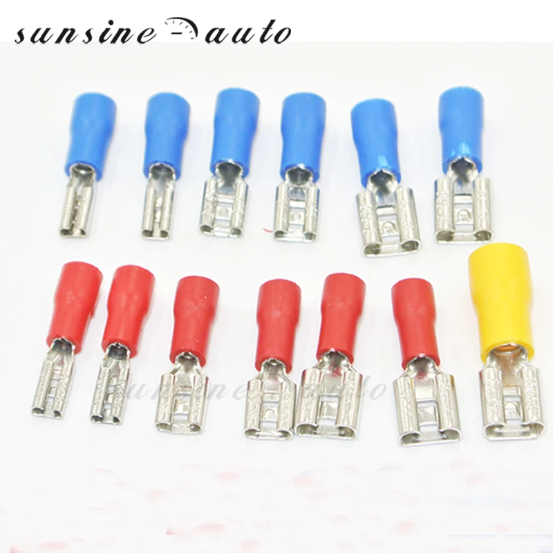 50 pcs 2.8mm 4.8mm 6.3mm  Female Insulated Electrical Crimp Terminal for 0.5-2.5mm2  22-10AWG Connectors Cable Wire Connector