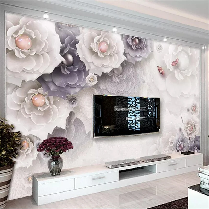 

wellyu Custom wallpaper 3d murals atmosphere delicate peony jewelry flower living room 3d TV background wall papers home decor