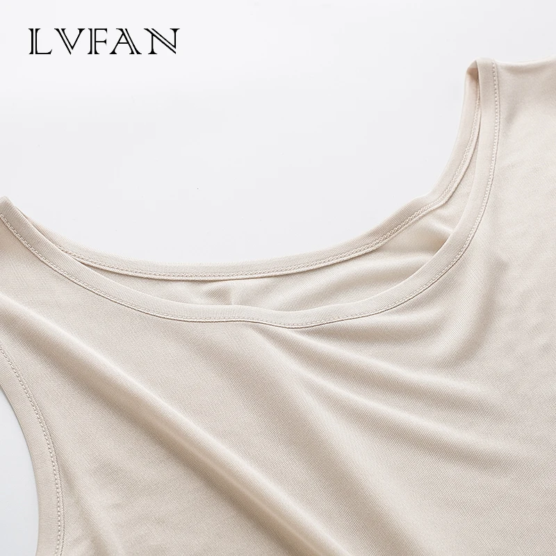 Natural silk women's vest summer sleeveless  silk knitted comfortable fabric new tank top short Comfortable LVFAN Y009