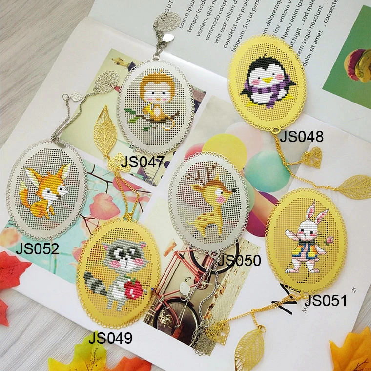 Cute Animals DIY Craft Stich Cross Stitch Bookmark Metal Silver Golden Needlework Embroidery Crafts Counted Cross-Stitching Kit