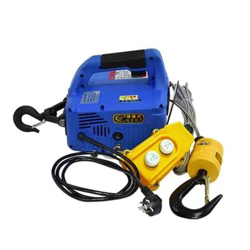 300KG Portable electric winch hand winch traction block electric steel wire rope lifting hoist towing rope