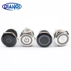 22mm Waterproof Metal Push Button Switch With LED light RED BLUE GREEN YELLOW Self-locking and Momentary