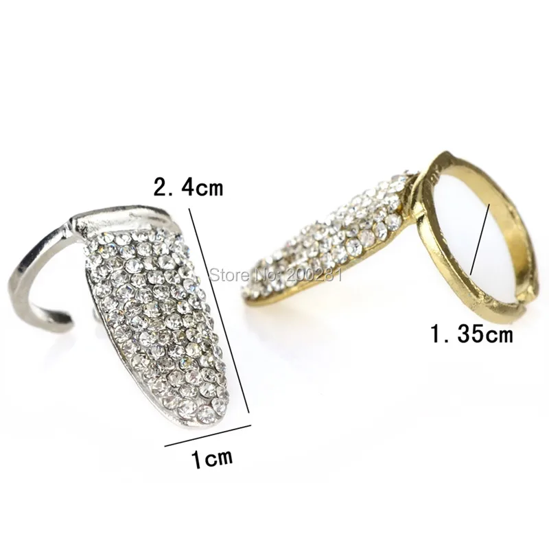 Sparkling Crown Bowknot Fingernail Midi Art Finger Tip Ring Adjustable Crystal Nail Rings For Women Jewelry Accessories