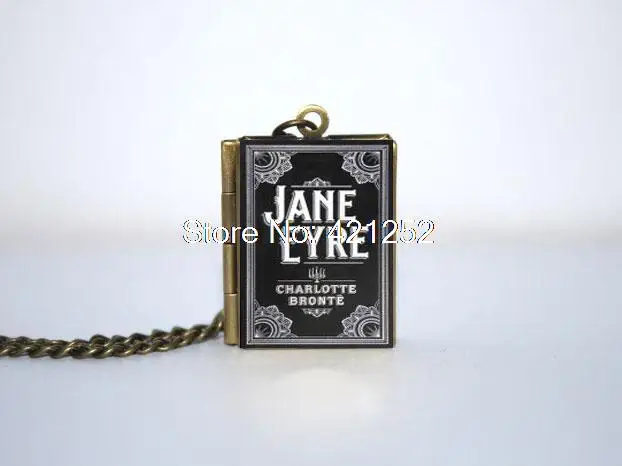 Jane Eyre Book Cover Locket Necklace keyring silver & Bronze tone