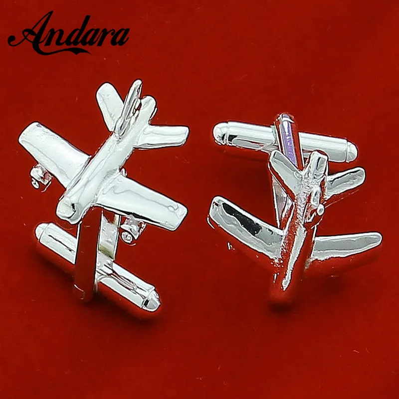 Brand New Design Fashion Button Cufflinks Silver Color Aircraft Model Cufflinks French Men's Silver Shirt Cufflinks