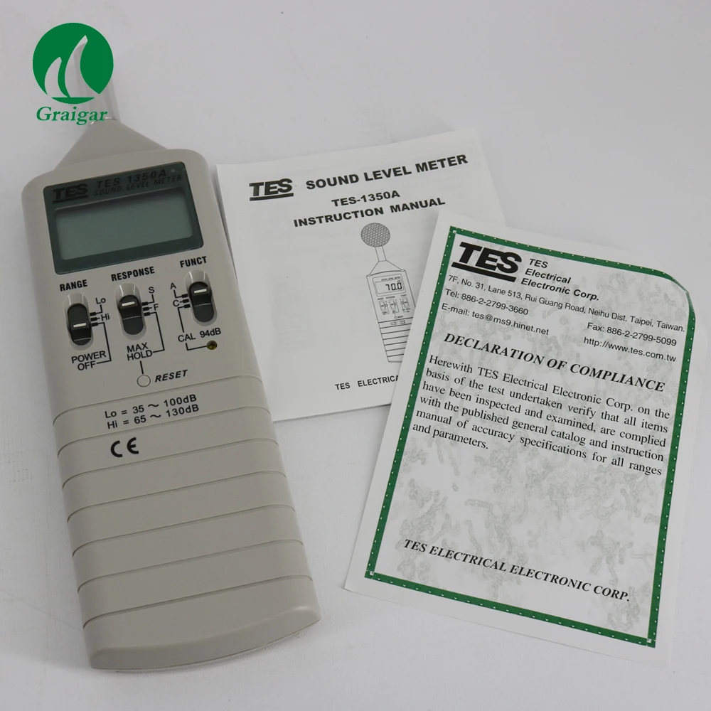 TES-1350A Digital Sound Level Meter Sound Analyzer Frequency Range 31.5Hz to 8KHz