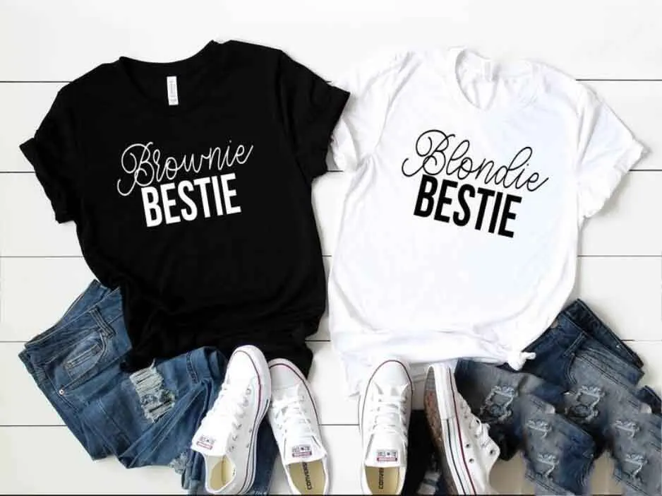 

Skuggnas Brownie Bestie Blondie Bestie Best Friend Shirts Matching T Shirts Best Friend Shirt Set BFF Clothing Short Sleeve Tops