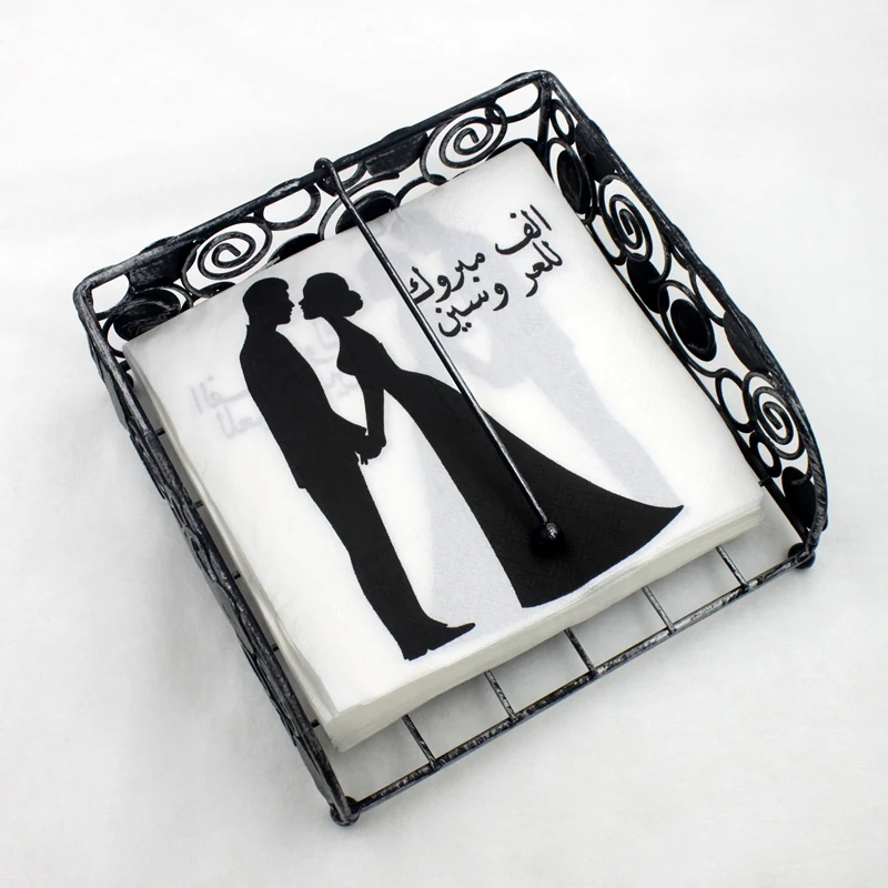 [RainLoong] Printed Wedding Paper Napkins Arabic Tissue Printed Napkin Decoration 33CM*33cm 1 pack (20pcs/pack)