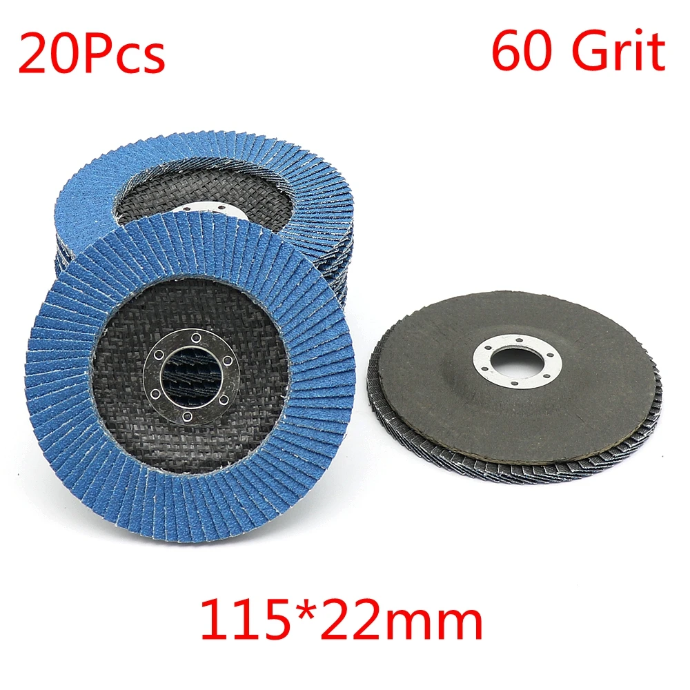 

20Pcs 115mm/4.5'' 60 Grit Zirconia Alumina Flap Sanding Discs Grinding Wheels