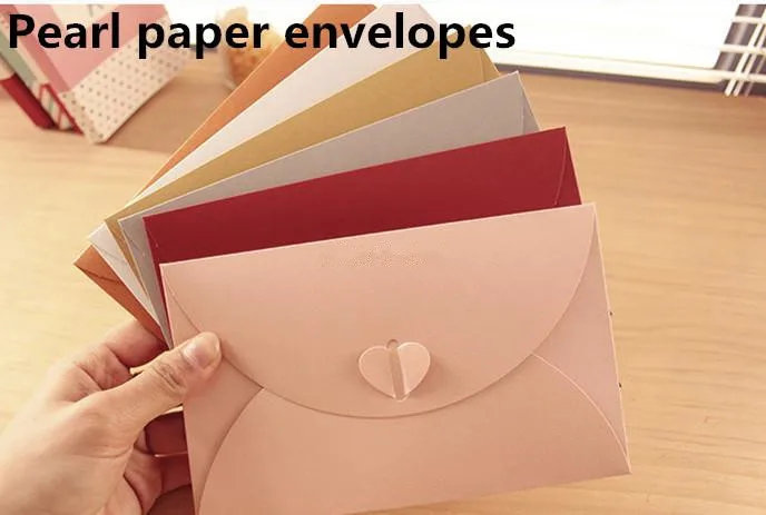 50Pcs/Lot 11*17.5cm Heart Clasp Kraft Paper Envelope For Wedding Party Invitation Card DIY Scrapbooking Postcard Photo Or Letter