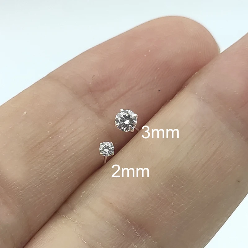 925 sterling silver round cubic zircon nose pin stud fashion nariz piercing jewelry 20pcs/pack