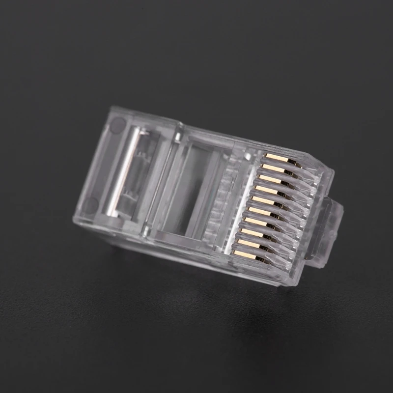 50 Pcs/Pack Stranded 10P10C Network Cable Connector RJ48 Crystal Plug Modular High Quality New