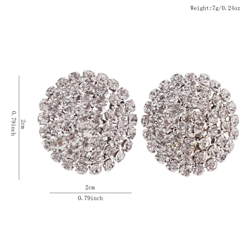 Grace Jun  New Fashion Bridal Rhinestone Large Round  Clip on Earring No Pierced for Women Elegant Statement Earrings