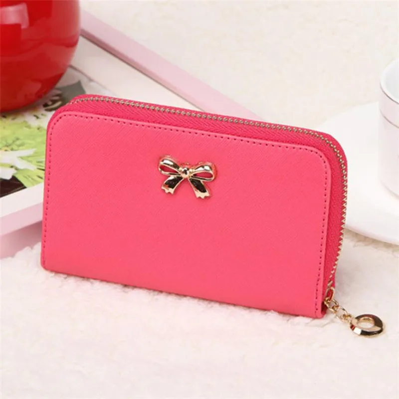 High quality Cute Bowknot Purse Solid Wearable designer women wallets short lady purse wallets female used-15