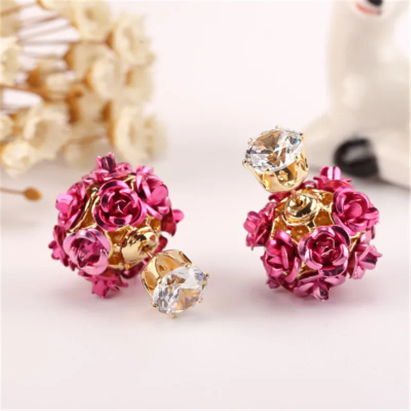 2019 Fashion Ear Jewelry for Women New Style Brincos Double Simulated Pearl rose earrings for women Pendientes Stud Earing