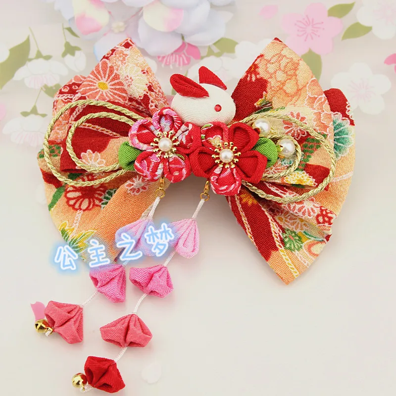 

Vintage Japanese Style Kanzashi Wedding Head Clip Graduation Adult Ceremony Sakura Flower Kimono Handmade Hair Accessory HW017