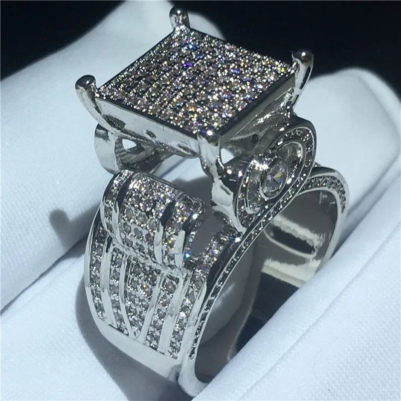 

choucong Luxury Promise Ring Pave AAAAA cz stone 925 Sterling Silver Court Wedding Band Rings for women men Wholesale Jewelry