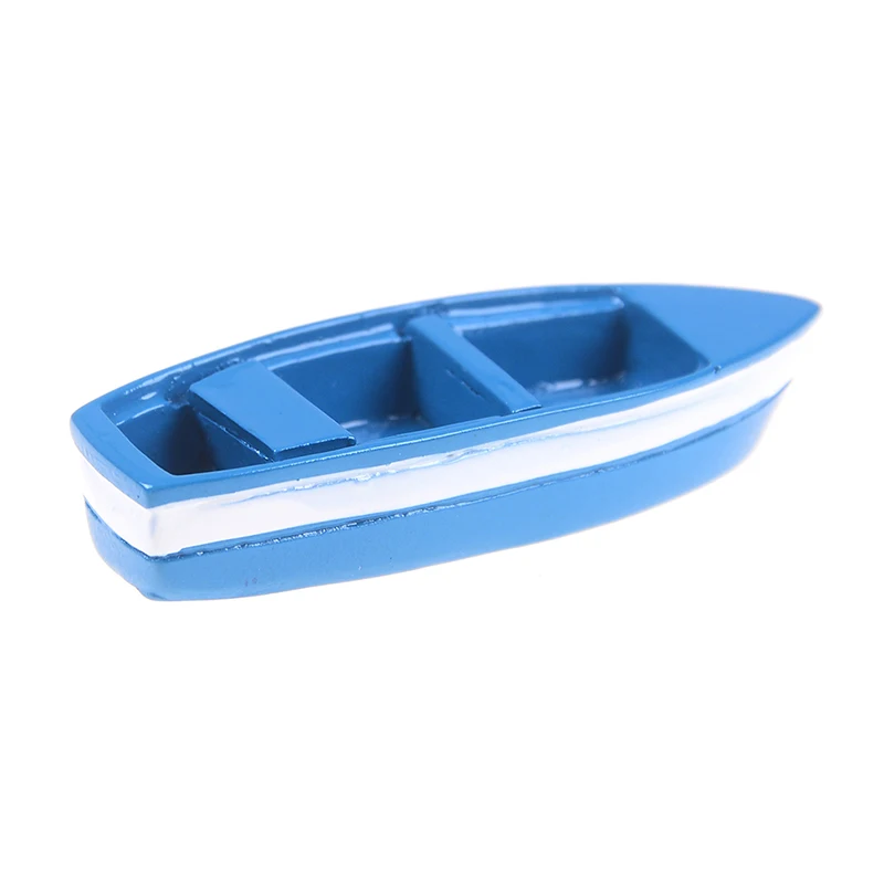 1PCS Blue Resin Mini Boat Decoration Statues Home Landscape Exquisite Creative 6*2*1cm