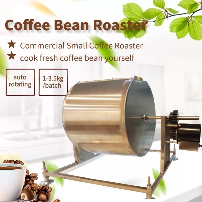 Gas Heated Automatic Rotating HD-9 Industrial And Mini Home Use Coffee Soy Bean Roaster, 3-5kg / Batch