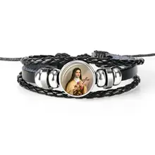 Men’s Leather Jesus Charm Bracelet #5