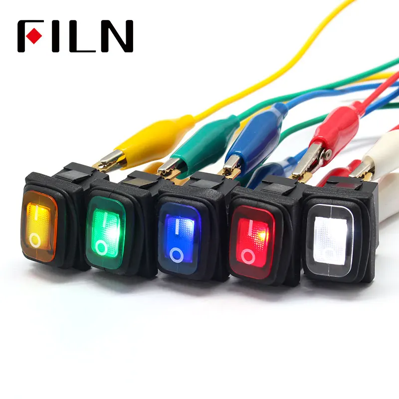 FILN mini on off seal waterproof rocker switch in 12v 220V IP67 lighting 10A 250vac push button switch rocker switch