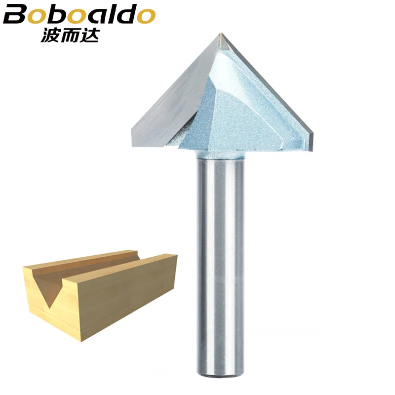 1pcs 1/2 1/4 Shk Industrial Grade Router Bits for wood 90 Deg V Type slotting cutter Tungsten Woodworking Carving Tool