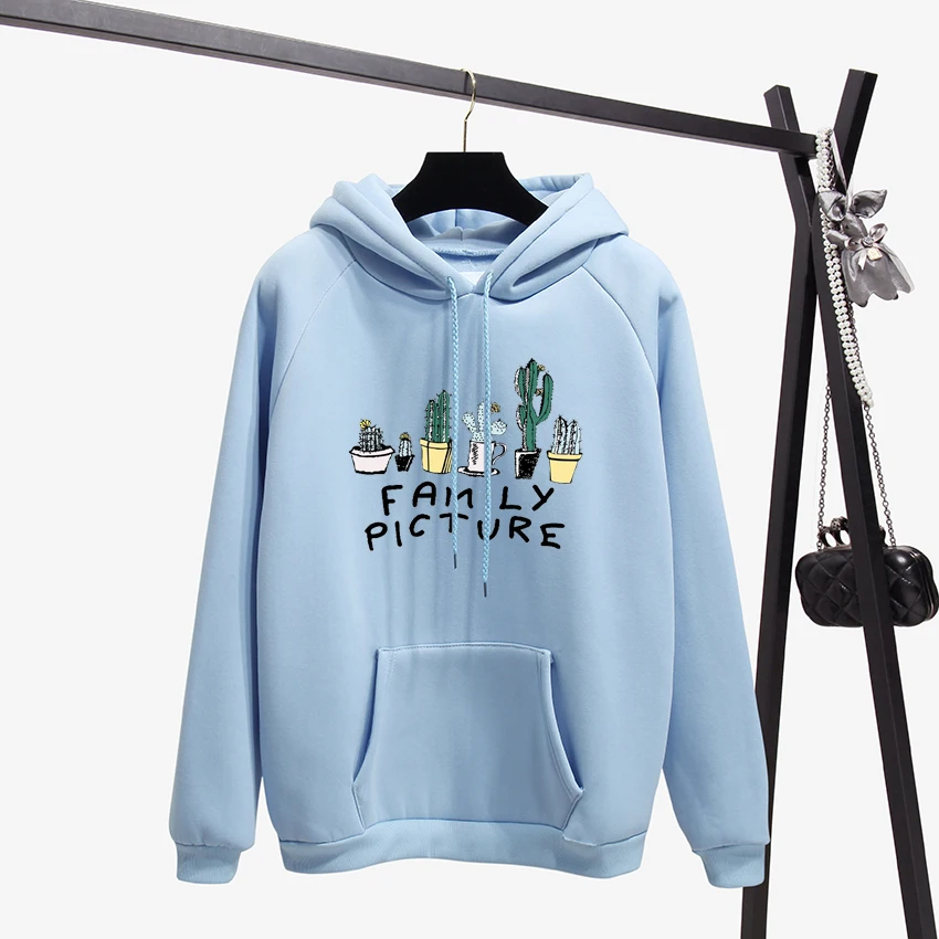 Mode Palme und Kaktus Harajuku Sweatshirt Wintermantel lose dicke Hoodies Frauen Pullover Büro Dame Feminino Kleidung