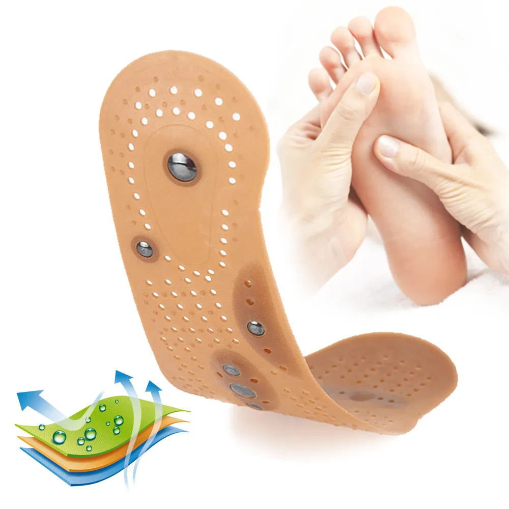 Silicone Magnetic Insoles Slimming Therapy for Weight Loss Massage Foot Care Shoes Mat Pad Brown Insole Wholesale Sole man women