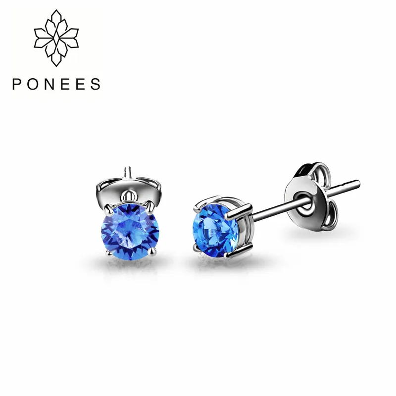 2019 New Fashion Jewelry Crystal Stud Earrings For Women Rhodium 4MM Small Round Crown Earrings For Gift