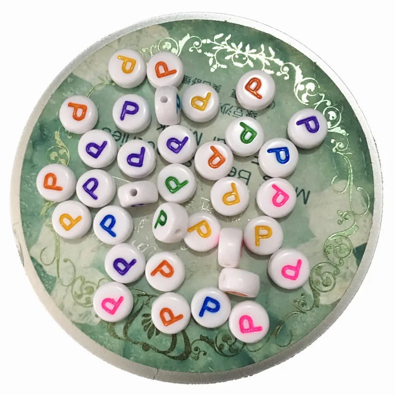 

3600pcs/Lot 4*7MM Flat Coin Round Shape Acrylic Letter Beads Colorful English Character P Printing Palstic Alphabet Spacer Beads