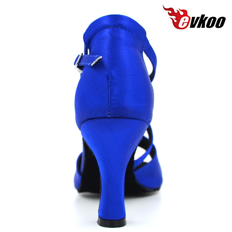 Evkoodance OEM Size Dancing Shoes Professional Blue Satin Salsa Dance Shoes For Girls 8cm Heeled Women Party Club Dance Shoes