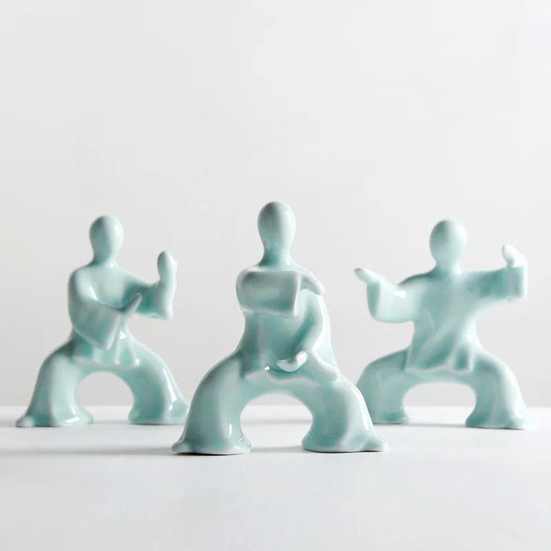 

Taiji Figure Jingdezhen Handmade Shadow Green Glaze Ceramic Furnishing Articles New Chinese Style creative sculpture