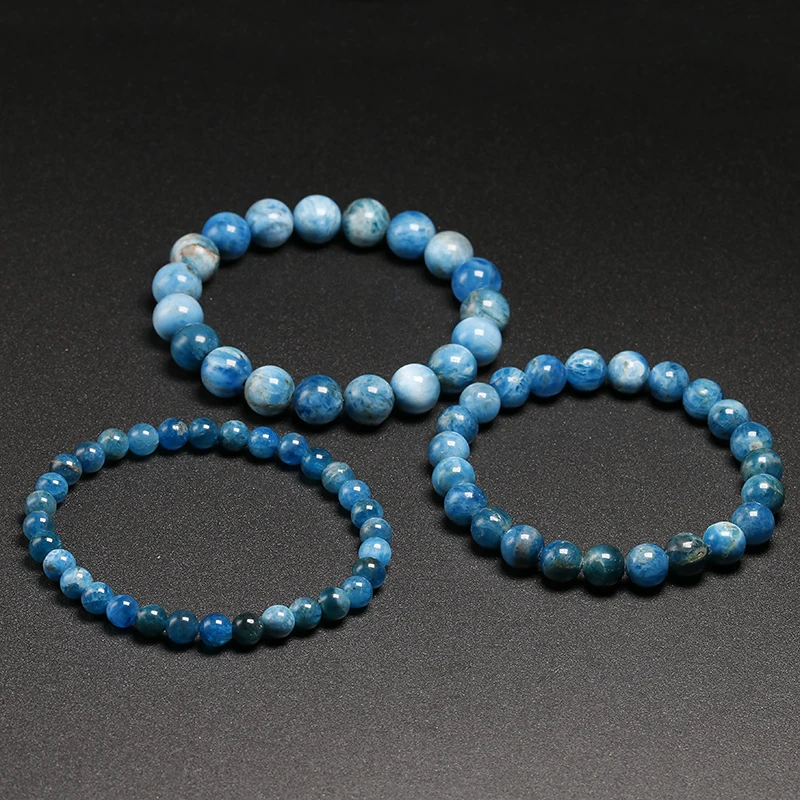 Natural Ocean Blue Apatite Stone Stone 6mm 8mm 10mm Beads Bracelet Women Men Meditation Jewelry Round Gem Beaded Bracelets Gift