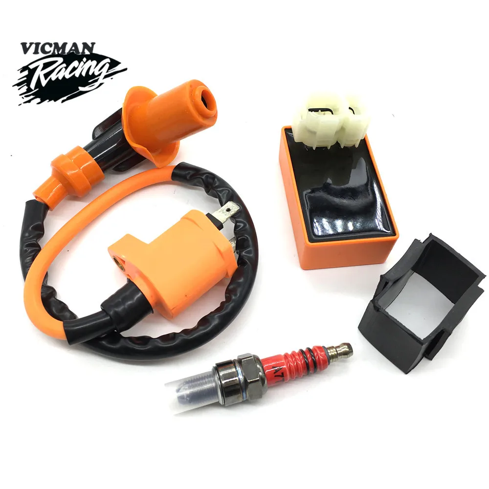 High Performance Motorcycle Racing 6pin CDI Ignition Coil  Spark Plug Set Fit for Gy6 150cc 125cc 50cc  Scooter Motorbike Parts