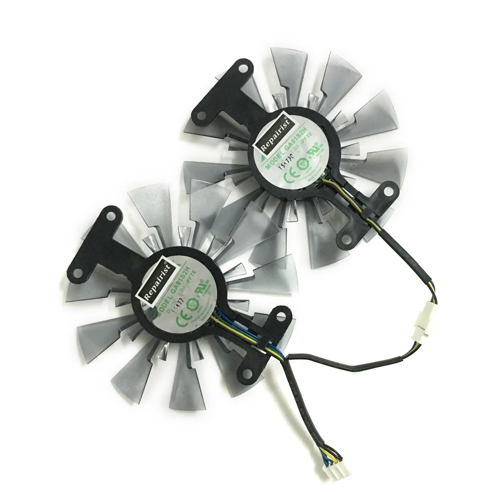 2Pcs/Set GA91S2H R7 360/460 GPU Graphics Cards Cooler VGA Fan For Sapphire R7-360 R7-460 AMP Video Replace