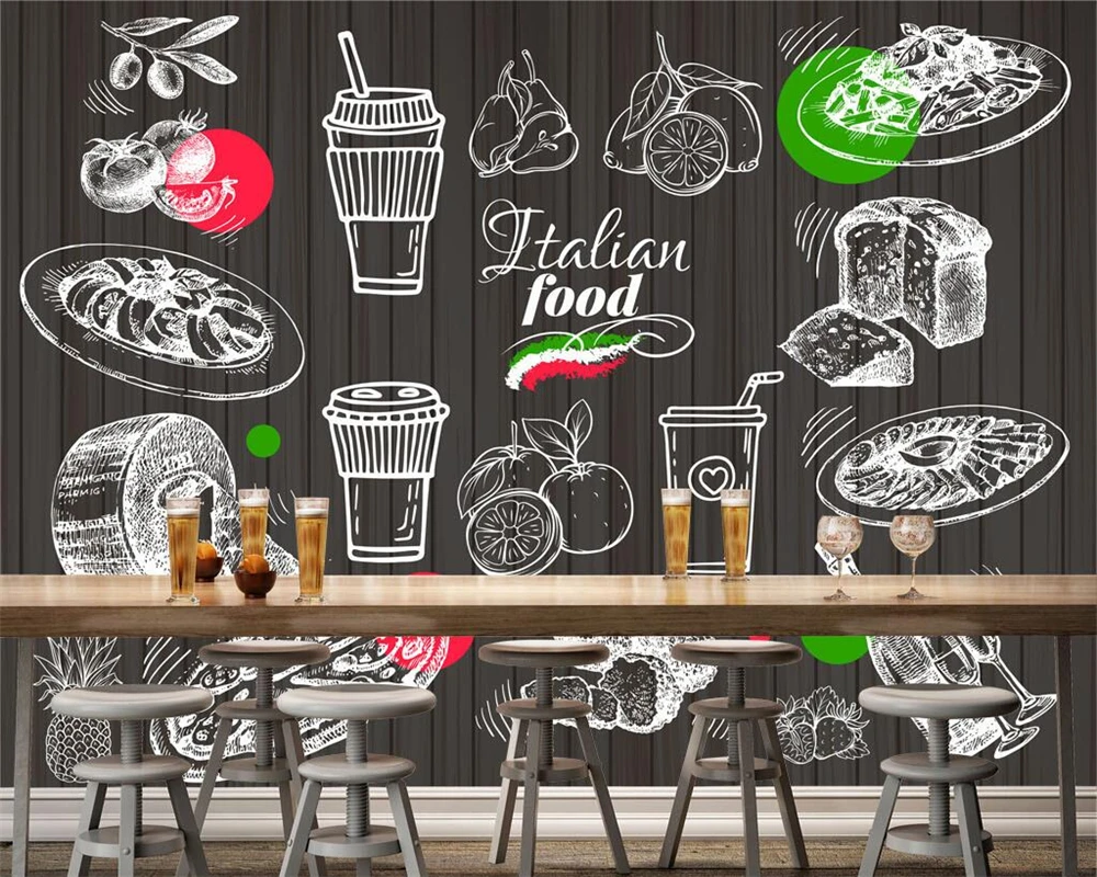 

Beibehang Custom Wallpaper Summer Juice Milk Tea Dessert Shop Wall Restaurant Fast Food Restaurant Background Mural 3d wallpaper