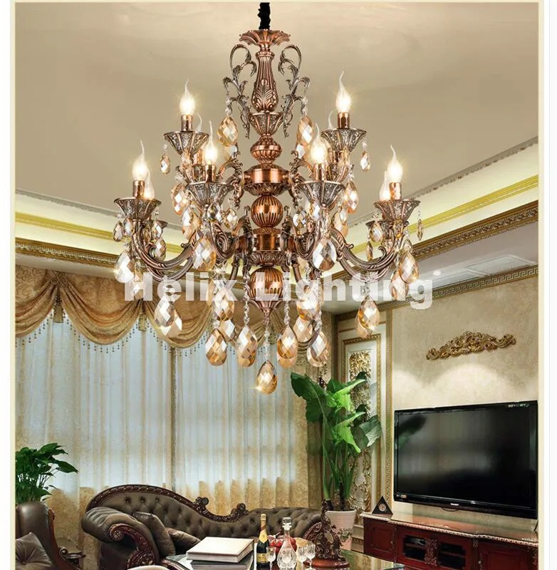 

European-style Luxury Crystal chandelier Zinc Alloy Chandelier Classic Crystal Lustre Hanging Lamp for Foyer Cristal Candle Bulb