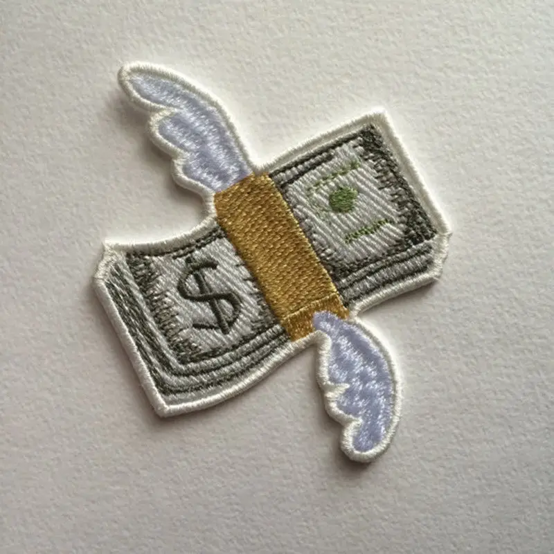 DIY Cute Fly Wings Money Embroidered Badge Collar Sew Iron On Patch Craft