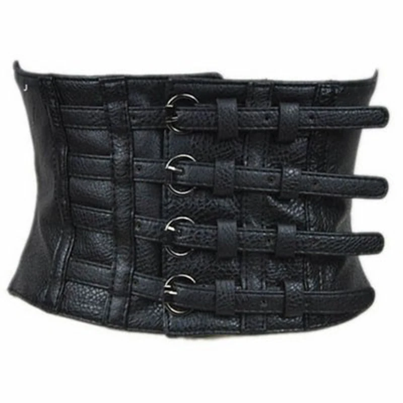 bg-007 women's fashion wide designer corset belt PU black leather belt comfortable stretch belts online