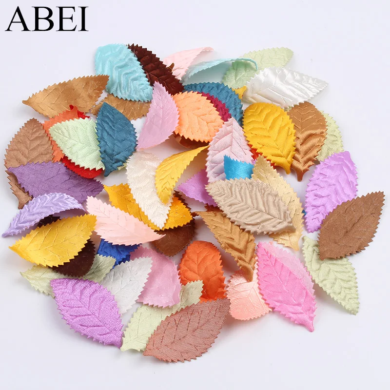 100pcs Mix Colors Leaf Patch Artificial Silk Leaves For Wedding Party Scrapbook Decoration Fake flower leaf DIY Accessory