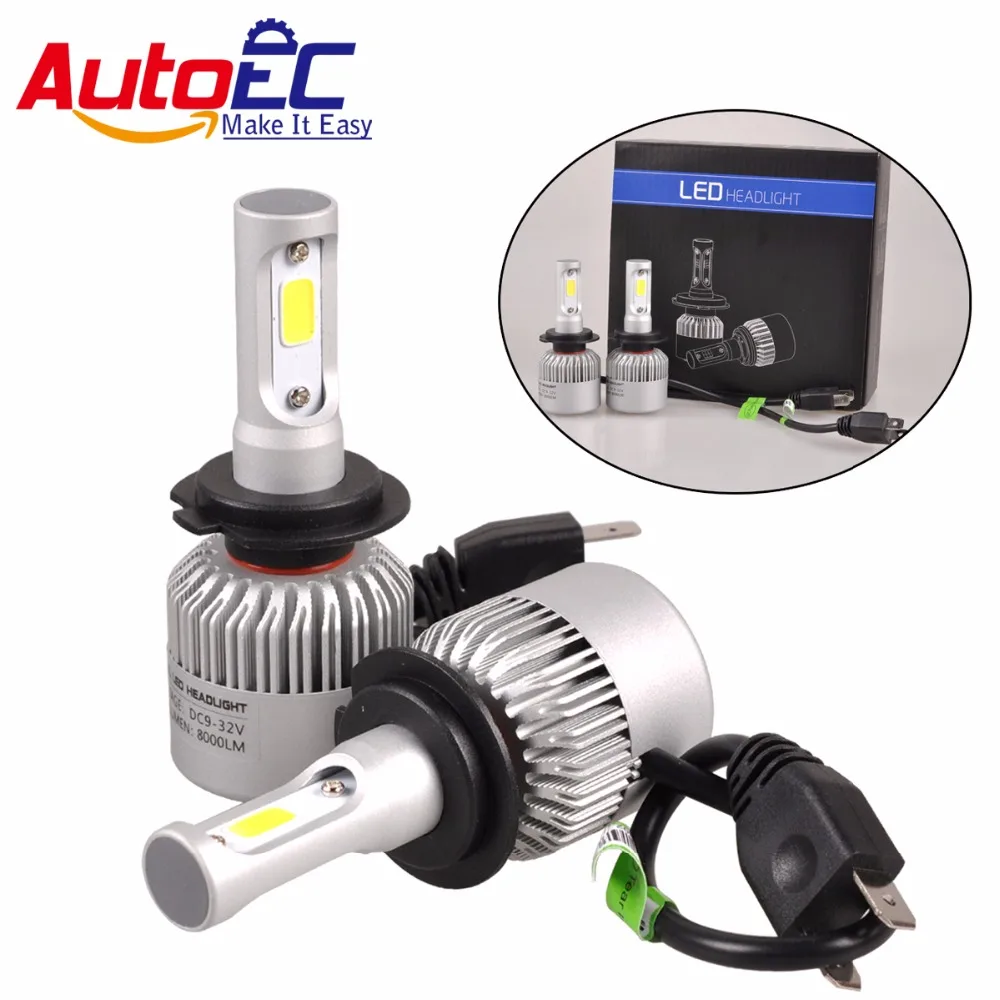 AutoEC 1set S2 42W H7 H11 9005 9006 COB LED Headlight Bulbs Conversion Kit 8800LM 6000K Single Beam high bright lamps 12V #LN63