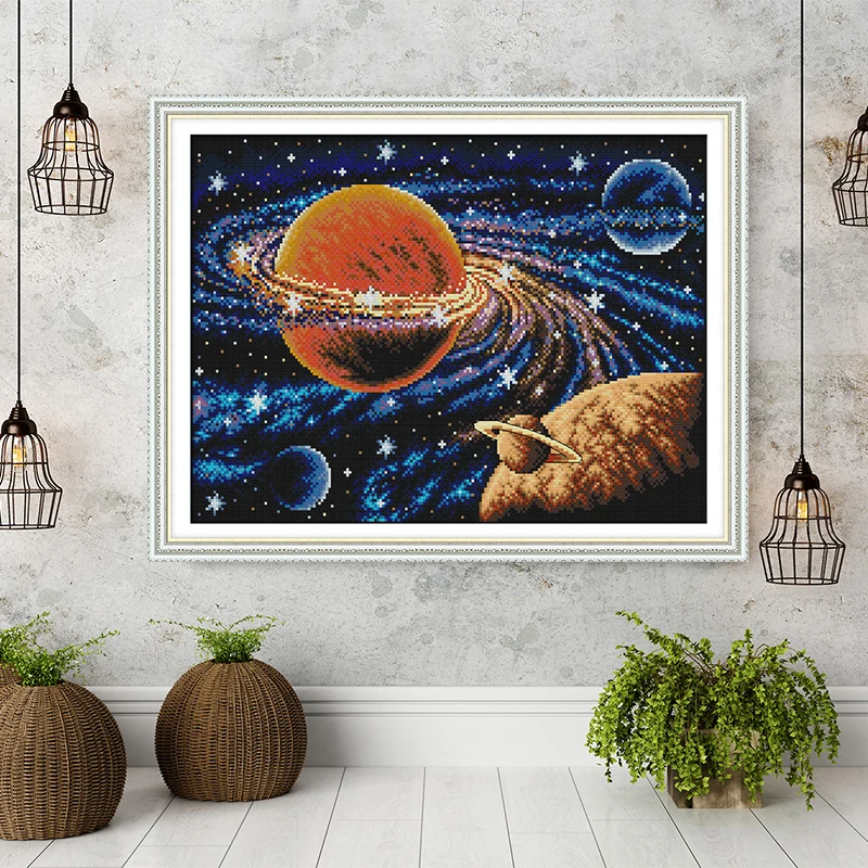 Joy Sunday Milky Way Counted DIY Hand Cross-stitch kits 11CT 14CT DMC Printed for Embroidery Needlework Accessory Home Decor