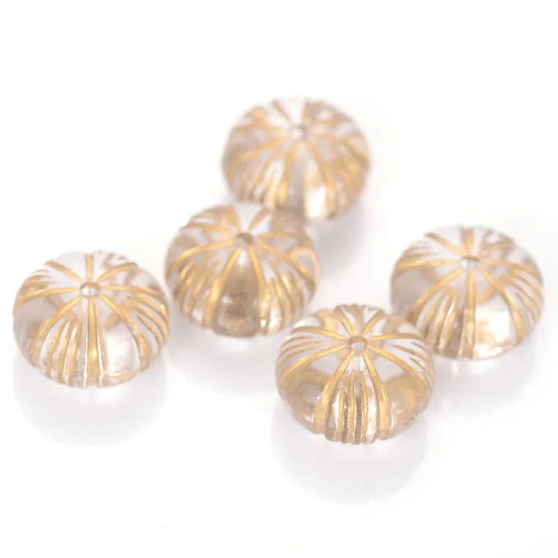 Miasol 100 Pcs 7x12mm Plating Acrylic Stripe Flat Round Antique Design Spacers Loose Beads For Diy Jewelry Making Accessories