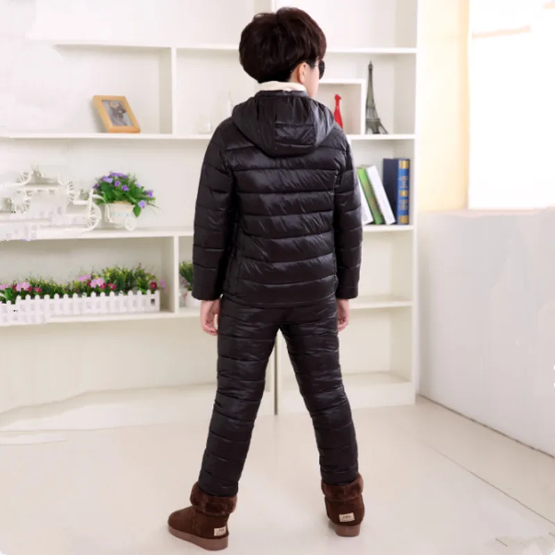 1-13T Children\'s Winter Warm Clothing Set 2024 New Fashion Down Cotton Solid Clothes Suit Light Thin Hooded Outwear High Quality