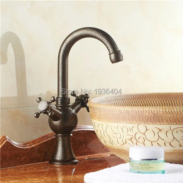 

Classic high quality Solid Brass Deck Mounted bronze finished Dual Handle Swivel basin Faucet sink mixer RB1021