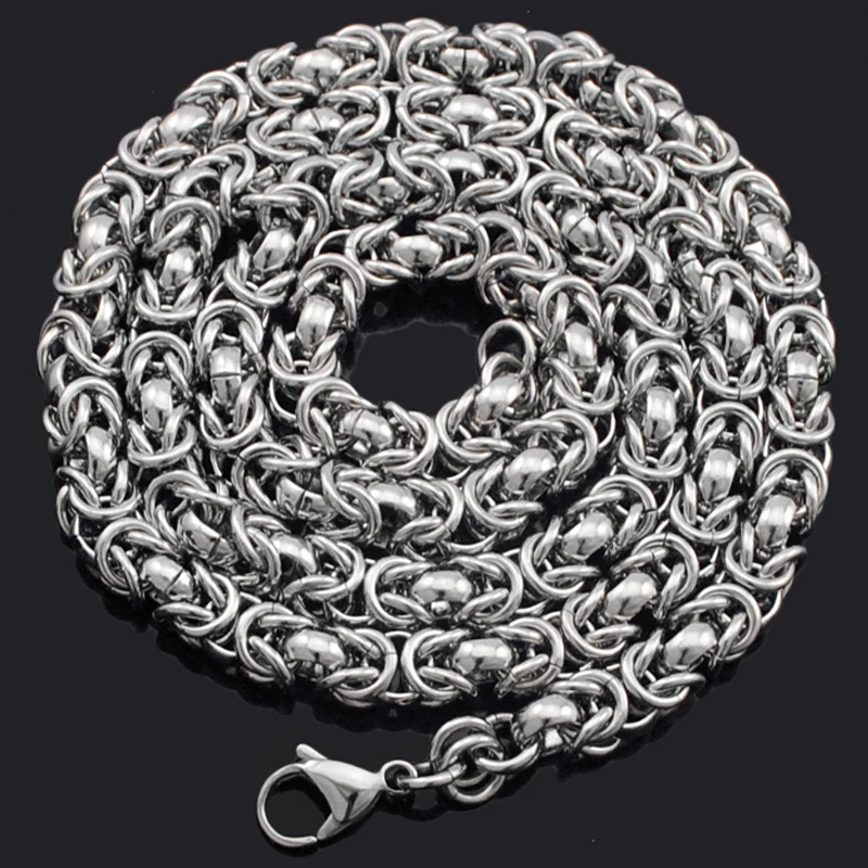 CHIMDOU Stainless Steel Vintage Byzantine Link Silver Color Necklaces Mens Chain Boy Wholesale Jewelry