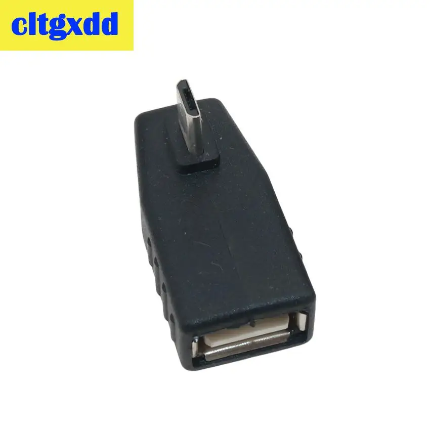 cltgxdd USB Female to Micro USB Male 90 Degree Down right Angle Left Angle UP OTG Adapter For Mobile phone MP3 Black Connector