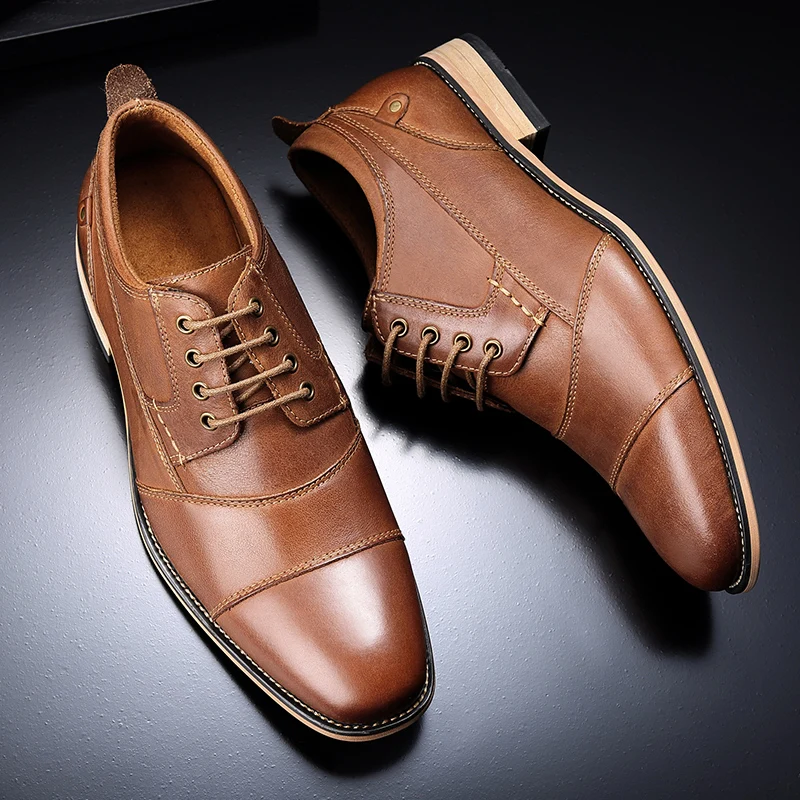 2022 Spring New Men\'s Business Dress Shoes Genuine Leather England Fashion Casual Oxfords Shoes Classic Three Colors Size 7.5-13