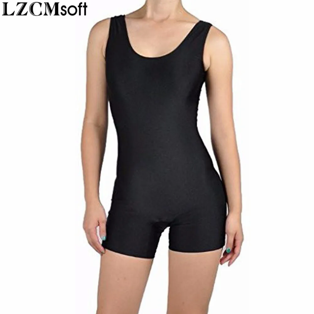 Lzcmsoft Vrouwen Tank Biketards Volwassenen Spandex Mouwloze Maillots Voor Meisjes Gymnastiek Zwart Shorty Unitard Dancewear Kostuums