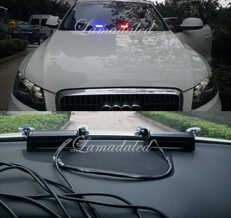 12V RED BLUE WHITE AMBER 2x4 led Police strobe lights vehicle flashing shovel light car dash board led emergency lamp